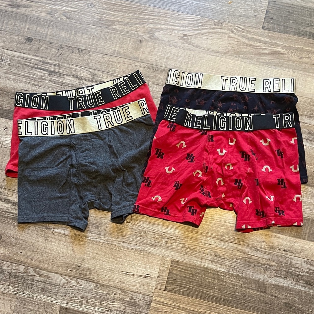 True Religion Men's Boxer Briefs - Red, Black, and Gold - Picture 3 of 3
